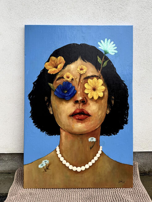 “We wait for eyes that remember” | Oil on 60x90cm canvas | €350