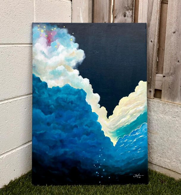 "What's Behind the Clouds?" | Acrylic on 50x70cm canvas | €170