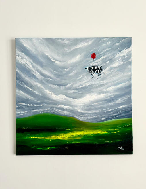 “The grass is not always green on the other side” | Oil on 60x60cm canvas | €230