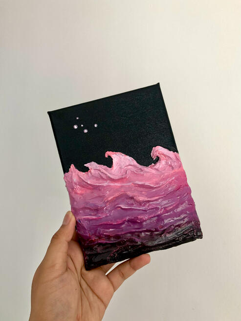 "Waves III" | Textured acrylic on 5X7in canvas | SOLD