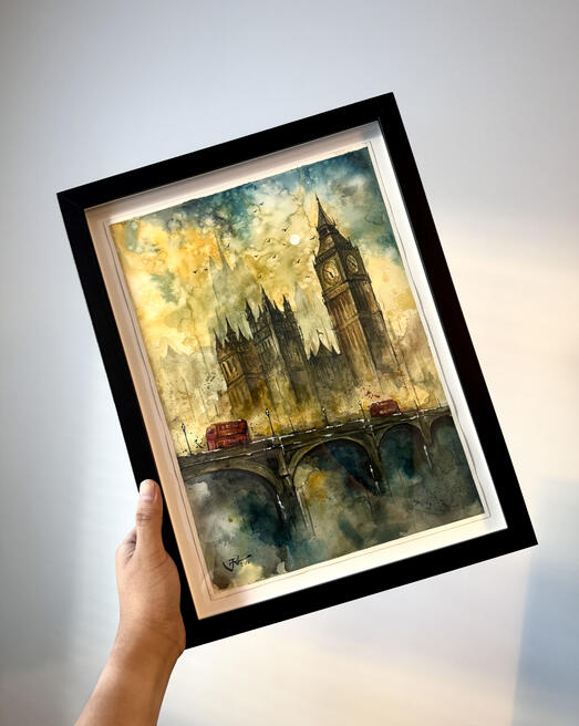 “Where the hours go” | Watercolor on 300 gsm hot pressed paper, framed | 10x14in | €105