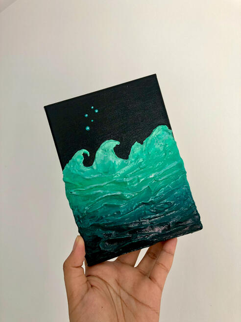 "Waves I" | Textured acrylic on 5X7in canvas | SOLD